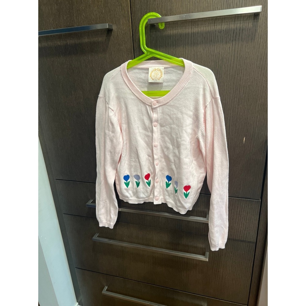 THE BEAUFORT BONNET COMPANY PINK EMBROIDERED CARDIGAN girls 8